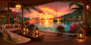 Tropical sunset environment